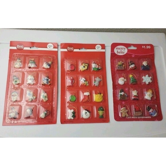 Vintage New Old Stock Mini Christmas Tree Ornaments CVS Merry Brite Best Value - Picture 1 of 13